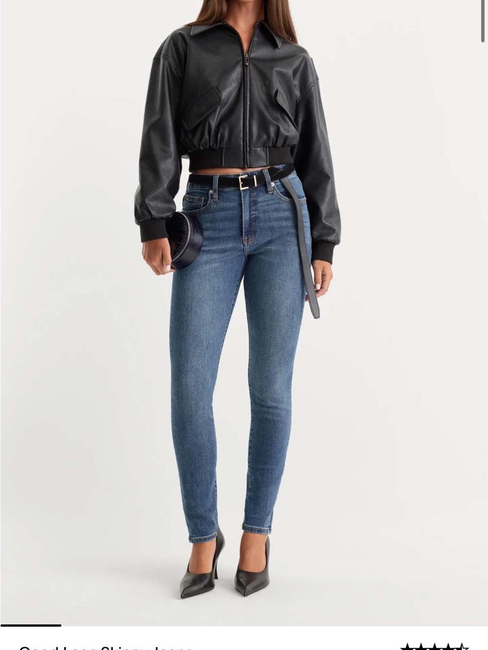 Good American Good Legs Skinny Jeans High Waisted Blue Organic Denim Size 10